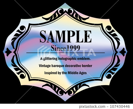 插圖素材。全像巴洛克復古標籤的插圖 插圖素材。全像巴洛克復古標籤的插圖 107430446