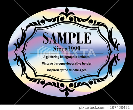 插圖素材。全像巴洛克橢圓形復古標籤的插圖 107430451