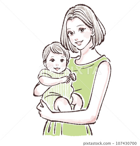 Illustration material of mother holding a child 107430700