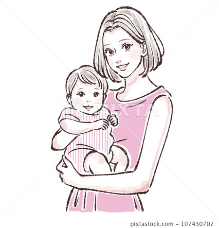 Illustration material of mother holding a child 107430702