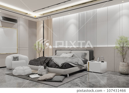 Modern Luxury Bedroom design. 3D Illustration Render 107431466