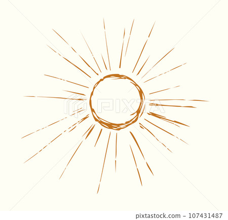 Vector drawing. Sun in the sky 107431487