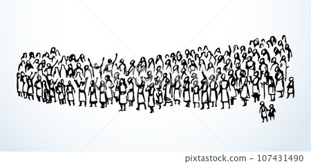 Vector drawing. Big crowd of people Vector drawing. Big crowd of people 107431490