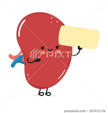 Cute funny Spleen organ poster character. Vector hand drawn cartoon kawaii character illustration. Isolated white background. Spleen organ poster 107431756