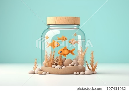 水族箱裡可愛的魚（3D） 107431982