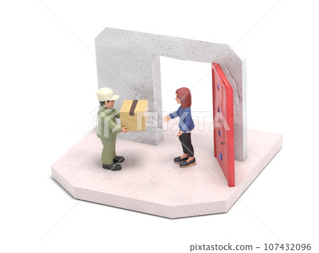 Female customer receiving home delivery 107432096