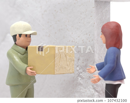 Female customer receiving home delivery 107432100