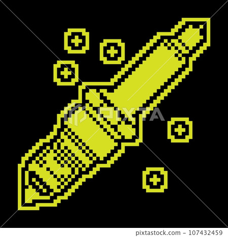 Automotive spark plug. Pixel silhouette icon in flat and style. Replacement of car parts inservice center. Vector 107432459