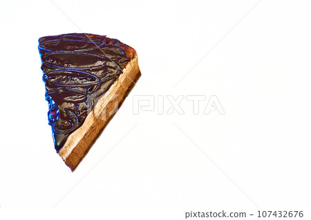Piece of chocolate cream brown yummy cake isolated on white Piece of chocolate cream brown yummy cake isolated on white 107432676