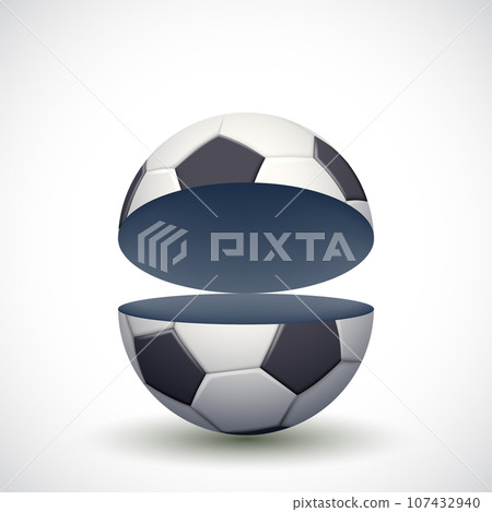 Open empty soccer ball. Mockup isolated on white 107432940