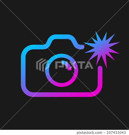 Web icon of modern line art camera. Camera with flash. Digital application pictogram. Vector Illustration. EPS 10 107433043
