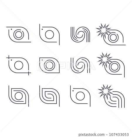 Different camera logo icons set. Editable StrokeDifferent camera Different camera logo icons set. Editable StrokeDifferent camera 107433053