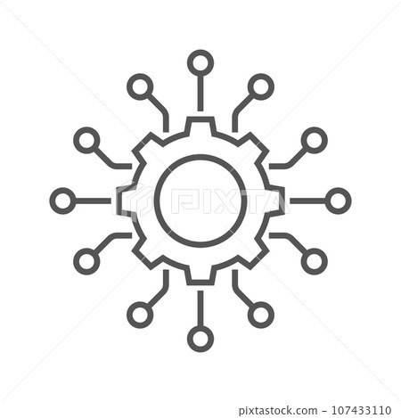 Data integration icon, framework or technology development, software or api. Thin line symbol on white background. Editable stroke. EPS 10 107433110