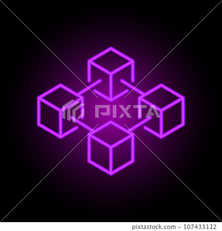 Blockchain vector colorful line icon or logo element on dark background 107433112