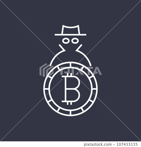 Bitcoin cryptocurrency blockchain flat logo. Use for logos, print products, page and web decor or other design. Editable Stroke. Bitcoin cryptocurrency blockchain flat logo. Use for logos, print products, page and web decor or other design. Editable Stroke. 107433135