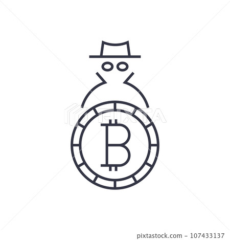 Logo bitcoin. Concept of anonymity and security. Editable stroke Logo bitcoin. Concept of anonymity and security. Editable stroke 107433137