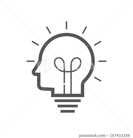 Brain idea icon. Idea and imagination simple liner icon. Editable Stroke. EPS 10 Brain idea icon. Idea and imagination simple liner icon. Editable Stroke. EPS 10 107433169