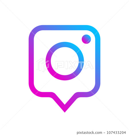 Photo camera icon as social media notification message window on white background. Social media photo icon. Element for social network, web, ui, mobile, app. Vector illustration. EPS 10 107433204