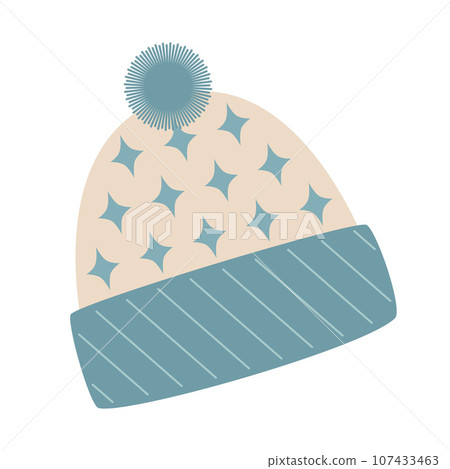 Hat for autumn or winter. Warm hat for cold weather. Isolated on a white background. Vector illustration. 107433463