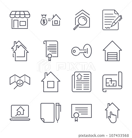 Simple Set of Real Estate Related Vector Line... - Stock Illustration ...