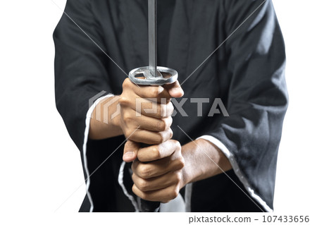 Samurai warrior holding the sword 107433656
