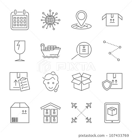 Parcel delivery service icon set. Fast delivery and quality serv 107433769