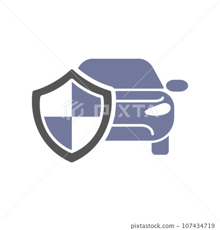 Car guard shield sign, collision insurance shop logo emblem protection, driver flat security system badge. Theft modern design label illustration. 107434719