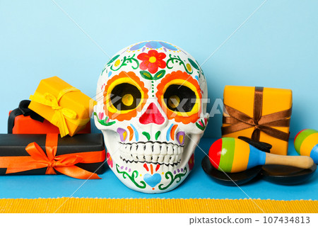 A painted human skull for Day of the Dead in Mexico. 107434813