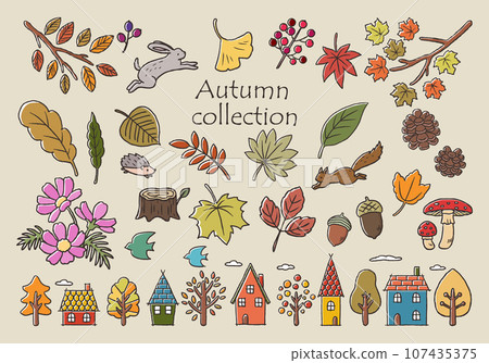 手繪秋季插畫集斯堪的納維亞風格 手繪秋季插畫集斯堪的納維亞風格 107435375