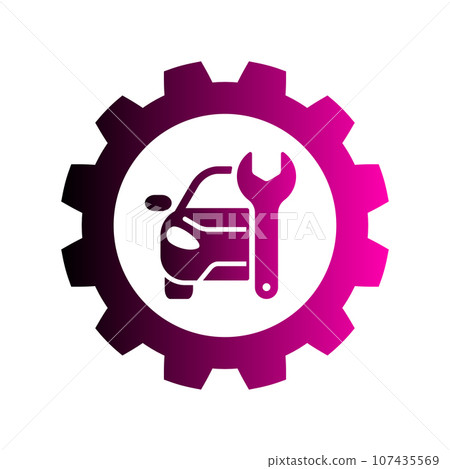 Repair Car logo, silhouette car, gear and wrench, sign emblem service Repair Car logo, silhouette car, gear and wrench, sign emblem service 107435569