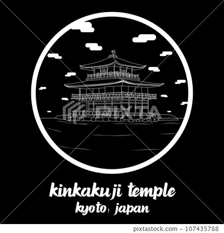 Circle Icon line Kinkakuji Temple. vector illustration 107435788