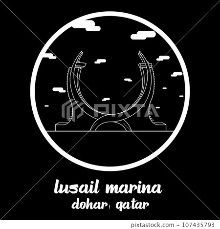 Circle Icon line Lusail Marina. vector illustration 107435793
