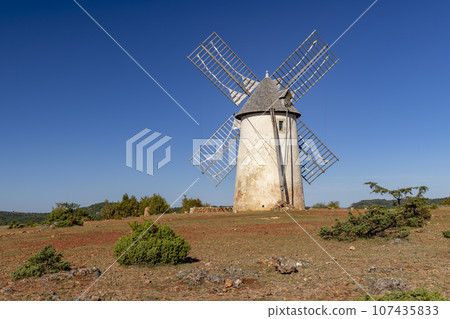 Windmill (Le Moulin de Redounel), La Couvertoirade in Larzac, Aveyron, France Windmill (Le Moulin de Redounel), La Couvertoirade in Larzac, Aveyron, France 107435833