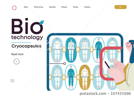 Bio Technology, Cryocapsule Time Freezer -modern flat vector concept illustration of futuristic cryocapsules resembling frozen time vaults. Metaphor of preserving life, time through cryonic technology Bio Technology, Cryocapsule Time Freezer -modern flat vector concept illustration of futuristic cryocapsules resembling frozen time vaults. Metaphor of preserving life, time through cryonic technology 107435896