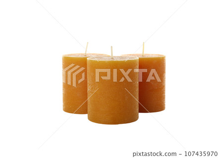 PNG, three orange candles, isolated on white background PNG, three orange candles, isolated on white background 107435970