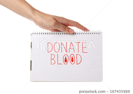 PNG,notebook with the inscription "donate blood". Blood donation,isolated on white background PNG,notebook with the inscription "donate blood". Blood donation,isolated on white background 107435989