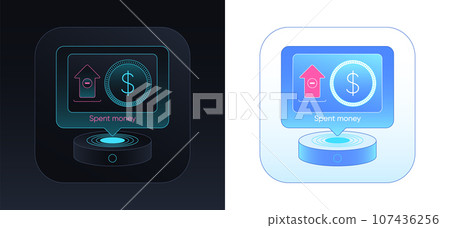 Spend money on bank account. Cash expense notice, outcoming money transfer, cash outflow. Digital wallet withdrawal, expend money. Online remittance, bank payout transaction, funds outflow. Vector 107436256