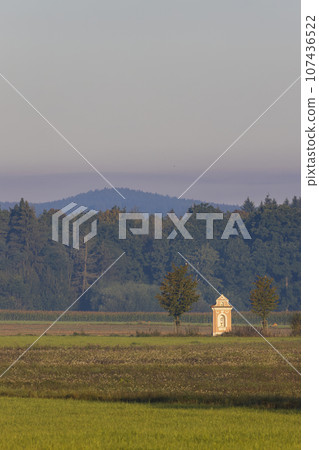 calvary chapel in Southen Bohemia landscape, Czech Republic 107436522
