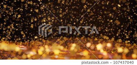 Dreamy and Festive Mood with Shining Gold Stars on Dark - Snow Globe Water Globe Like Particles Movement, 3D rendering Dreamy and Festive Mood with Shining Gold Stars on Dark - Snow Globe Water Globe Like Particles Movement, 3D rendering 107437040