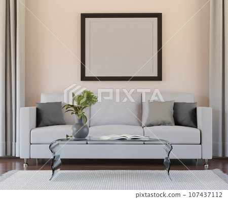 modern living room studio interior with furniture and empty wall 3d render illustration modern living room studio interior with furniture and empty wall 3d render illustration 107437112