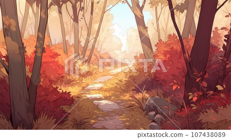 Simple color autumn forest_1 Generative AI Simple color autumn forest_1 Generative AI 107438089