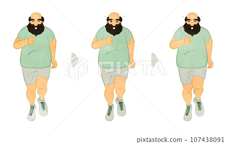 Fat uncle running illustration set C Fat uncle running illustration set C 107438091