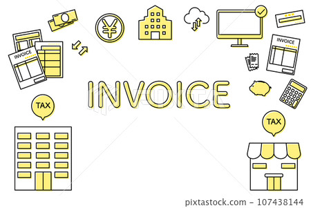 Invoice system image icon frame and INVOICE text Invoice system image icon frame and INVOICE text 107438144