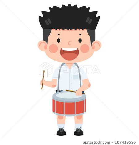 Kid boy student playing drum Kid boy student playing drum 107439550