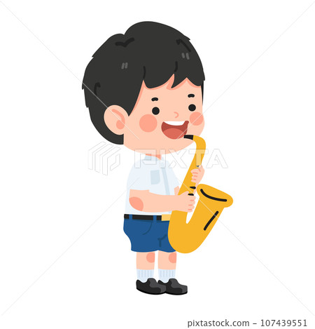 Kid Boy student with saxophone 107439551