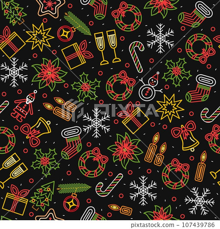 Seamless pattern with Christmas icons, symbols - Stock Illustration ...
