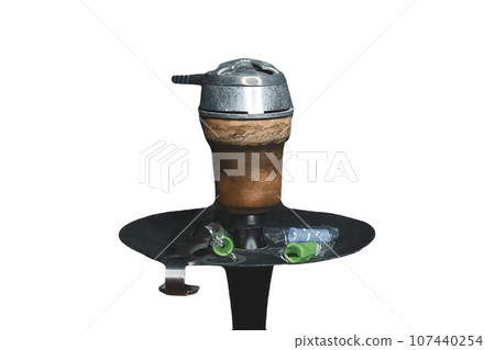 Clay hookah bowl smoking object on isolated white background close up 107440254