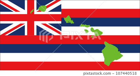 Map of Hawaii, no island name, state flag background Map of Hawaii, no island name, state flag background 107440518