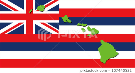 夏威夷地圖,沒有島嶼名稱,陰影,州旗背景 夏威夷地圖,沒有島嶼名稱,陰影,州旗背景 107440521