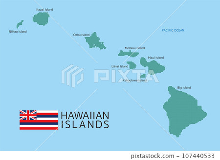 Dot map of Hawaii with island names in English Dot map of Hawaii with island names in English 107440533